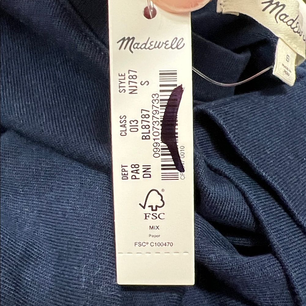Madewell NJ787 Navy Blue side cinch muscle tee NWT size small NWT - Picture 6 of 9